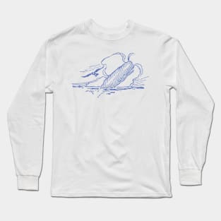 Whale and Albatross Art from the book, She Blows, and Sparm at That! Long Sleeve T-Shirt